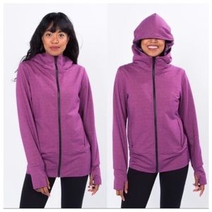 Betabrand purple faux fur lined hood zip up jacket